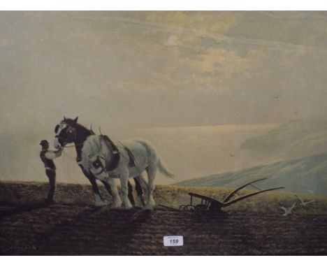 A Framed Coulson Print Horses Ploughing.