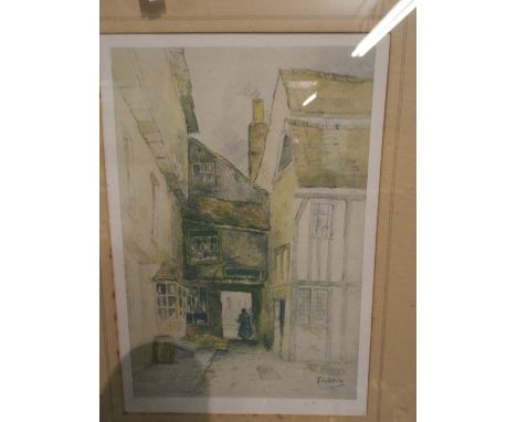 A Framed Robson Print The Pump Court at York.