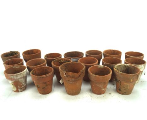 Eighteen various small vintage terracotta plant pots, H9cm