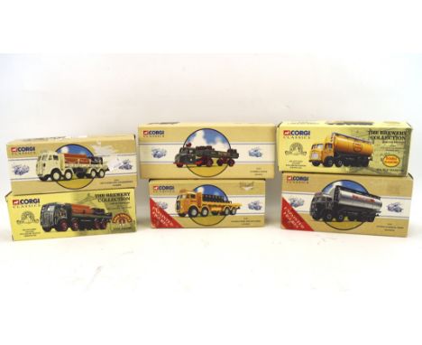 A collection of Corgi diecast vehicles from the 'Classics' and 'Road Transport' series, in the original boxes 