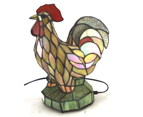 A Tiffany style table lamp in the form of a cockerel by the Kind Light Manufactory, electrified, H35cm 