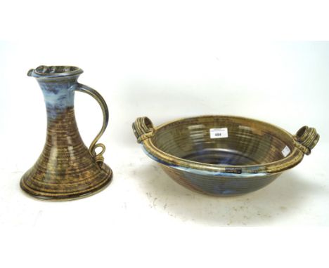 Two pieces of stoneware pottery from the Jackson Pottery Kilkenny Ireland, including a twin handled bowl, 30cm diam. and matc