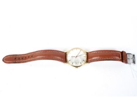 A gentleman's manual wind Certina wristwatch, the silvered dial with gilt batons denoting hours, date aperature at the quarte
