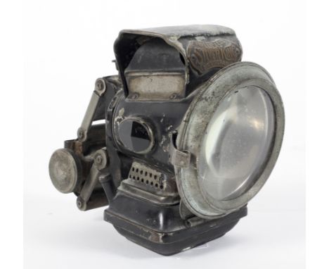 A Jos Lucas Ltd 'Silver King' bicycle lamp, adjustable stand, H13cm