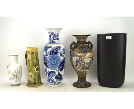 Five ceramic vases, of various forms and sizes, including two Oriental examples, tallest H45cm