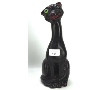 A ceramic figure of a black winking cat, H29cm