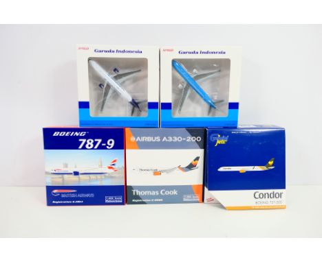 Apollo - Gemini Jets - Phoenix 5 x boxed aircraft models in 1/400 British Airways Boeing 787-9 #G-ZBKA, Garuda Indonesia #G-D