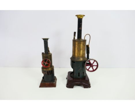 Bing - Other - 2 x vertical steam engines, the larger is by Bing and is stamped on the side, it measures 29 cm tall and appea