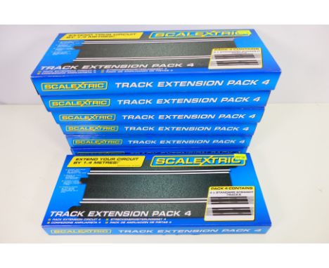 Scalextric - Seven boxed Scalextric C8526 Track Extension Pack 4 sets. Each set contains four standard straights. Sets are pr
