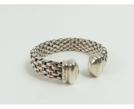 Fope - a bi coloured torque bangle, the brick type links to solid finial type ends, marked '925', internal diameter 6cm, 46.3
