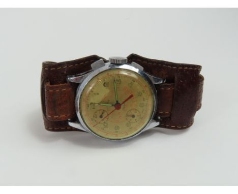Cimier - a vintage gentleman's 'Sport' manual wind wristwatch, the round yellow dial with luminescent Arabic numerals and han