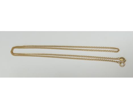 An open link curb chain, 55cm long, marked '18k', 4.4g gross