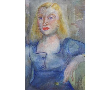 Drummond Bone, (Scottish 1907 - 1979), half-length watercolour portrait of a girl, signed and dated 1943, framed under glass,