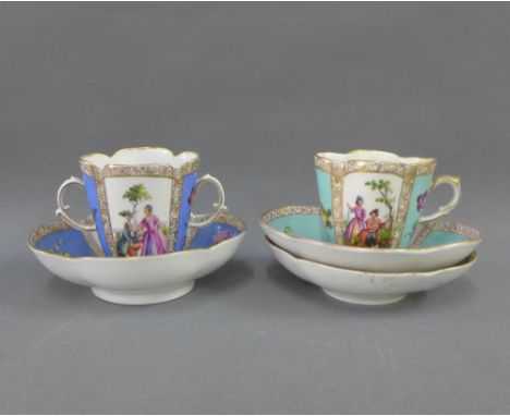 Dresden porcelain cups and saucers, (5)