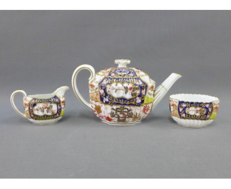 Copeland 19th century Imari teaset comprising a fluted teapot, cream jug, sugar bowl, six cups and six saucers