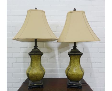 A large pair of contemporary table lamp bases and shades, (2) 