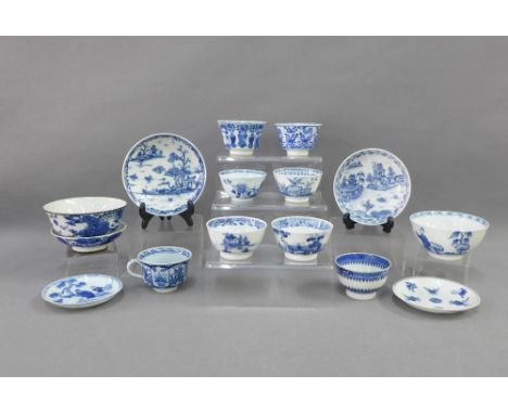 Collection of fifteen various 18th and 19th century Chinese   tea bowls, saucers, rice bowls and cups, etc (15)