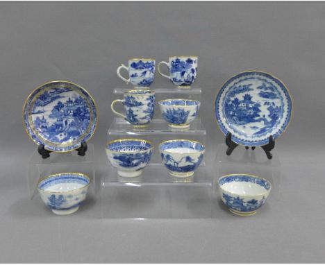 Collection of Chinese blue and white tea bowls and saucers (10) (a/f)