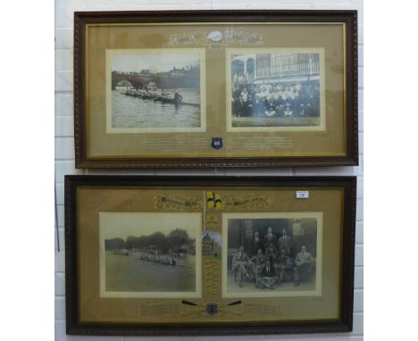 Rowing Interest: early 20th century black and white framed photographs - Oxford Trial Eights 1923 &amp; Brasenose First Eight