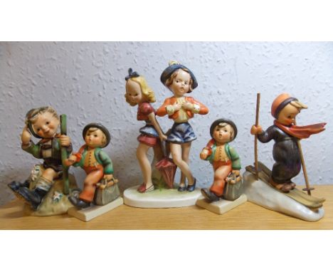 FIVE MJ HUMMEL FIGURE GROUPS INC SKIER,MERRY WANDERER