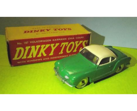 BOXED DINKY TOYS VOLKSWAGEN KARMANN GHIA COUPE WITH WINDOWS AND INDEPENDANT SUSPENSION -187