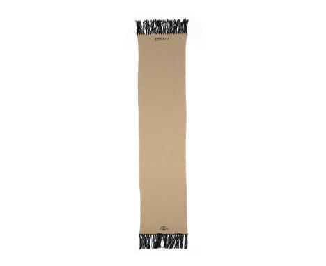 Caramel Cashmere Logo Scarf,Chanel, Autumn 2008,Caramel coloured with black fringe and black handbag and jacket motif to eith