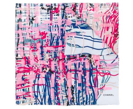 Pink And Blue Brushstroke Print Scarf,Chanel,Condition Grade A90cm x 90cmFor further information on this lot please visit Bon