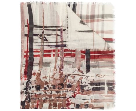 Red and Brown Abstract Print Cashmere And Silk Scarf,Chanel,Condition Grade A120cm x 116cmFor further information on this lot
