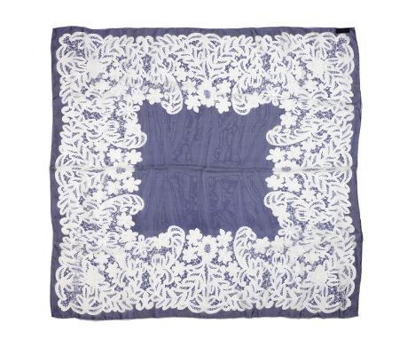Navy Silk Scarf,Louis Vuitton, c. 2012,Floral and lace design,Condition Grade A86cm x 86cm, Includes boxFor further informati