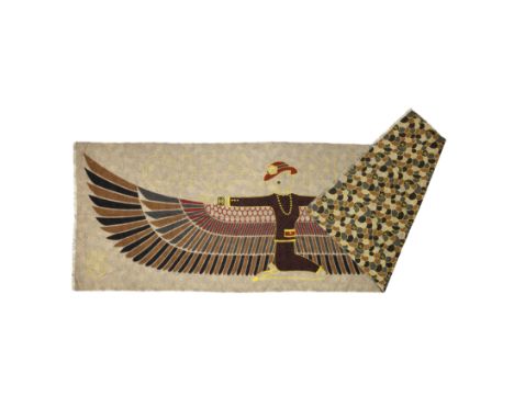 Egyptian Coco Cashmere Scarf,Chanel, 2019 Pre-Fall Egyptian Collection,In shades of brown with Coco design on one side and sc
