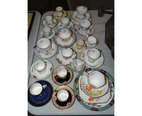 Various 20th century trios, cups, saucers and coffee cans, including Shelley, Crown Staffordshire, Royal Worcester and other 