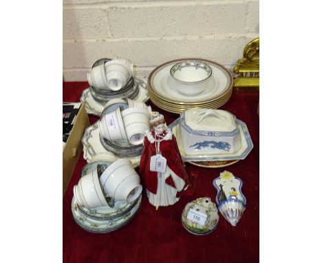 Thirty-six pieces of Adderleys 'Autumn' decorated tea ware, a Royal Worcester figure 'In Celebration of The Queen's 80th Birt