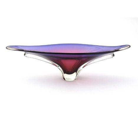A Murano amethyst glass heavy elliptical dish, 55cms.