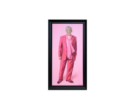 Jack Smith (Contemporary British) Portrait of the actor and activist Sir Ian McKellen, signed, acrylic on canvas,  98.5 x 49c