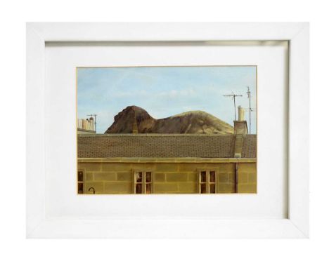 Bonnie Thompson(b.1972)"Arthur's Seat",oil on board,12 x 17cms, in frame.