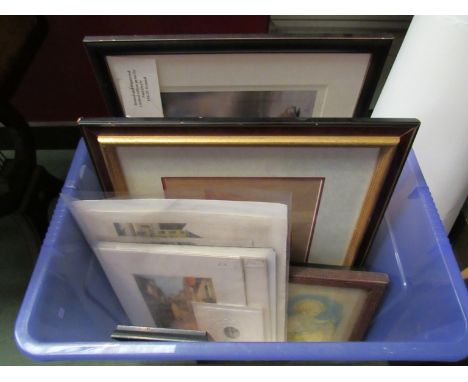 A box containing assorted abstract posters, pictures and prints including Paul Doyle limited edition print, gouache on rice p