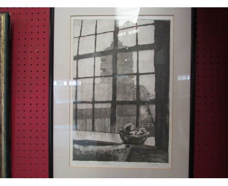 A framed and glazed monotone print entitled "Window II" by T.G Stanton, pencil signed, 38cm x 26cm