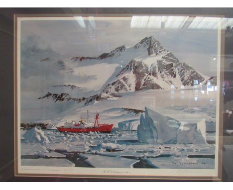 A limited edition print "HMS Endurance in the Ice" after Kevin Shackleton, 564/850, framed and glazed, 62cm x 49cm   