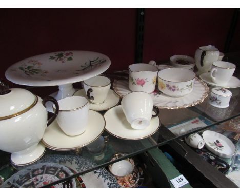 Royal Worcester coasters and Wedgwood items including lidded tureens, comport, coffee cups