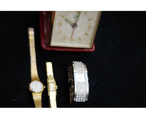2x Ladies Rotary cocktail watch together with a ladies fashion watch &amp; travel clock 