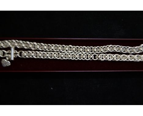 Silver double link neck chain 