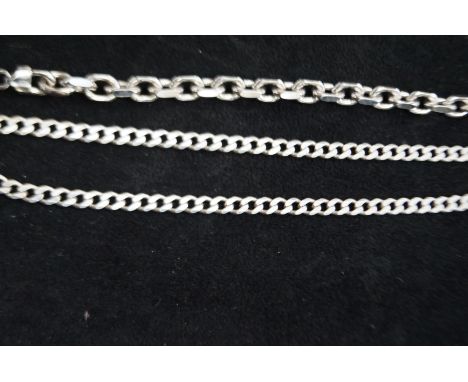 Silver curb necklace together with a silver bracelet Weight 55g 