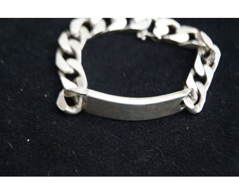 Silver mens ID bracelet with vacant cartouche Weight 50g