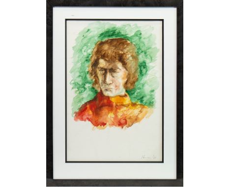 * PETER HOWSON OBE (SCOTTISH b 1958),PORTRAIT OF A MANwatercolour on paper, signed and dated '71 in pencil39cm x 26cmMounted,