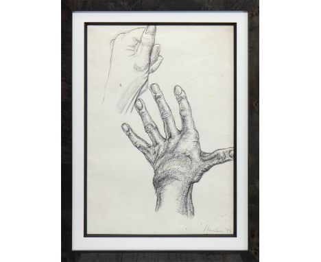 * PETER HOWSON OBE (SCOTTISH b 1958),HANDSpencil on paper, signed and dated '7335cm x 24cmMounted, framed and under glass