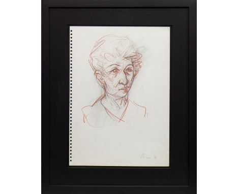 * PETER HOWSON OBE (SCOTTISH b 1958),PORTRAIT OF A LADYpastel and charcoal on paper, signed and dated '9135cm x 25cmMounted, 