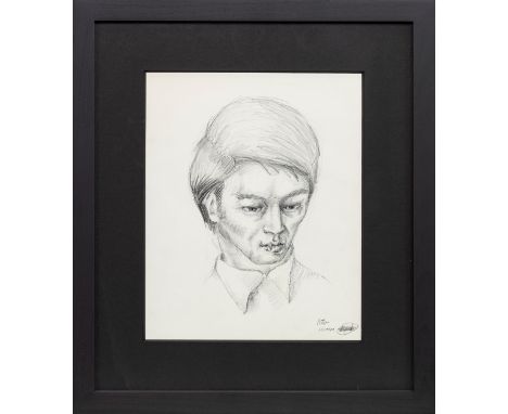 * PETER HOWSON OBE (SCOTTISH b 1958),PORTRAIT OF A MAN pencil on paper, signed and dated 'April'24cm x 20cmMounted, framed an