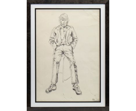 * PETER HOWSON OBE (SCOTTISH b 1958),A WELL DRESSED MANbiro on paper, signed42cm x 29cmMounted, framed and under glass