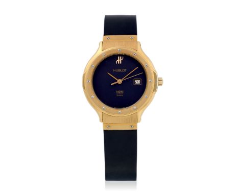 HUBLOT MDM REF. 140.10.3  IN GOLD, 90s - HUBLOT MDM REF. 140.10.3  IN GOLD, 90S Case: signed, n. 04897, stainless steel, beze