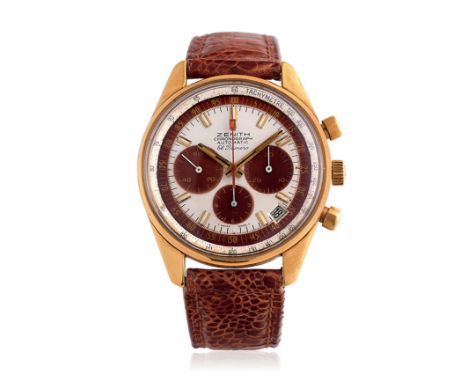 ZENITH EL PRIMERO REF. G381 IN GOLD, CIRCA 1970  - Case: signed, n. 644D829, 18K gold, screw-down caseback. Bracelet/Strap: –